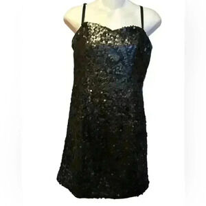 H&M Black Sequin Mini Dress, Size 8‎